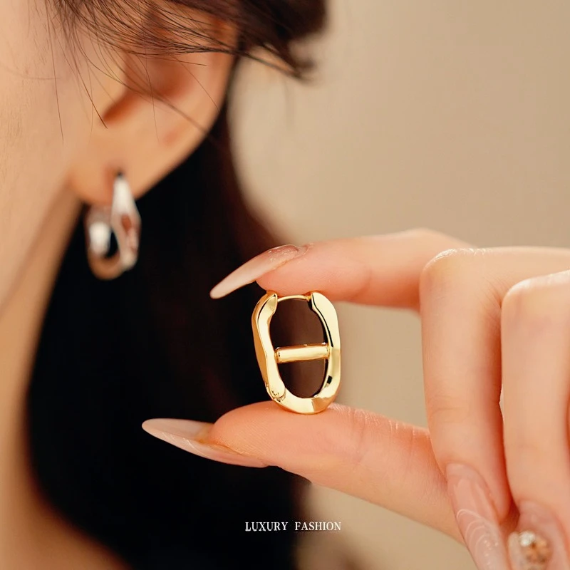 

European-style Pig's Nose, Simple Ear Loops, Fashionable and Cold Style Earrings, High-end and Elegant Earrings