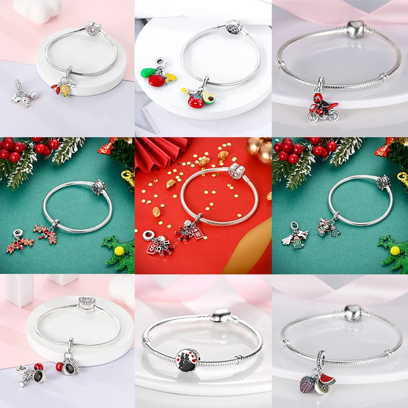 Charms aus 925 Sterling Silber, Rote Farbserie, Roter Elefant, Tier- und Fruchtperlen, Original, Passend für Damen, Jubiläums-Schmuckanhänger – Detail 15