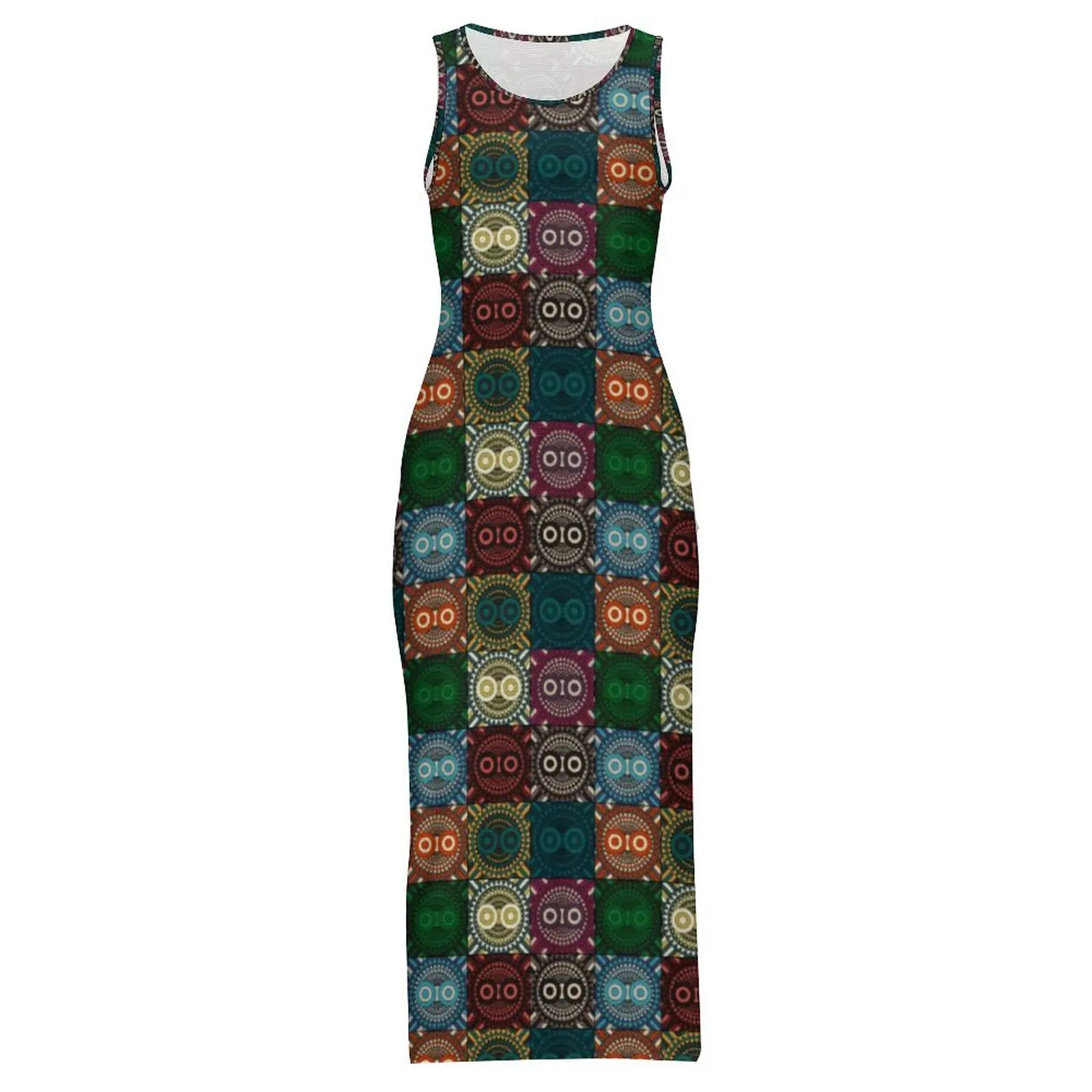 Doodle Owl Bodycon Dress Spring Cute Animal Print Trendy Maxi Dresses Woman Sleeveless Graphic Y2K Fashion Dress Big Size 4XL