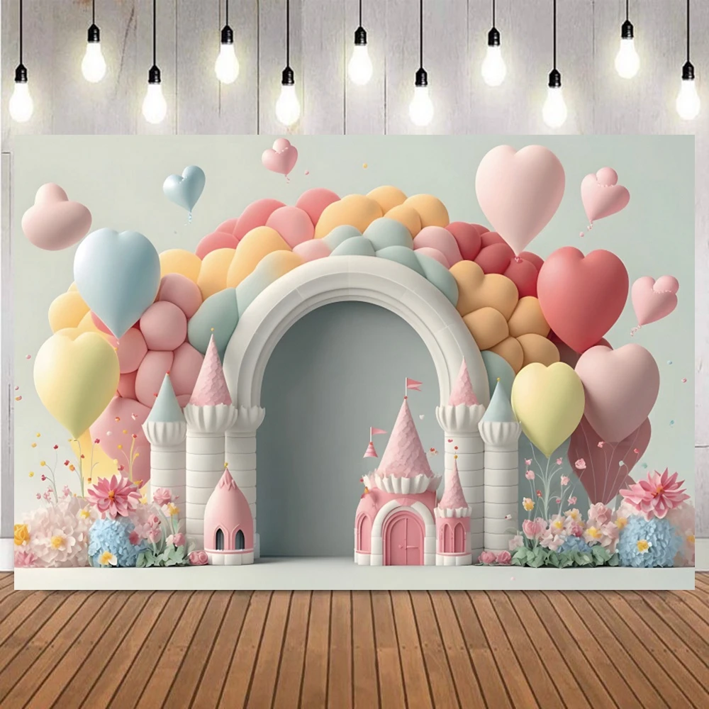 Newborn Baby Portrait Backdrops 3D Air Balloon Cloud Boys Girls First Birthday Party Cake Smash Background for Photography Props