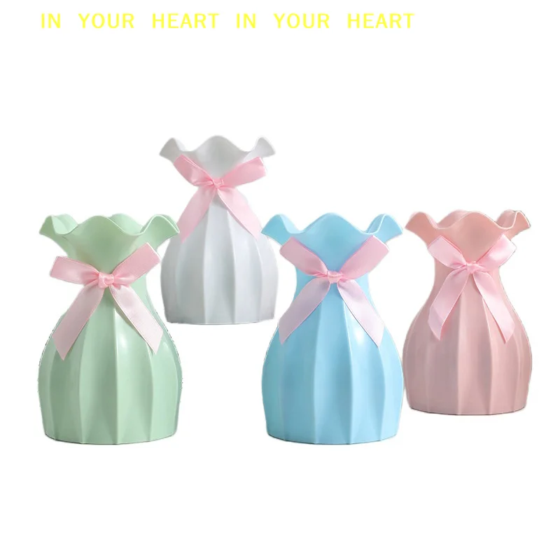 【X】Home Living Room Desktop Decoration Ornament 1PC Water Ripple Plastic Vase Wave Flower Pot Arrangement Modern Nordic Style