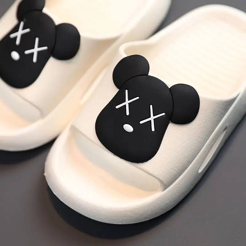 New Summer Baby Boy Girl Slippers Children PVC Cartoon Violent Bear Print Soft Flips Flops Beachwear Outdoor Non-slip Kids Shoes