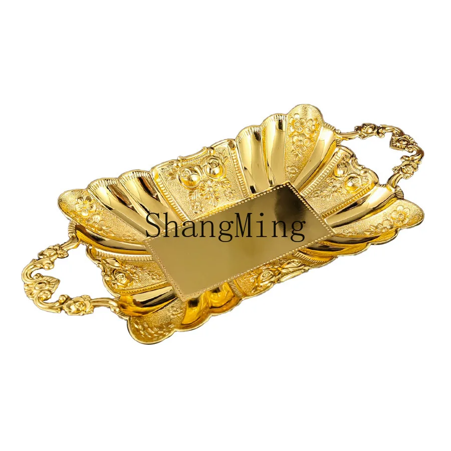 

DSA metal dessert cake dried fruit plate shooting props hotel golden small plate snack plate