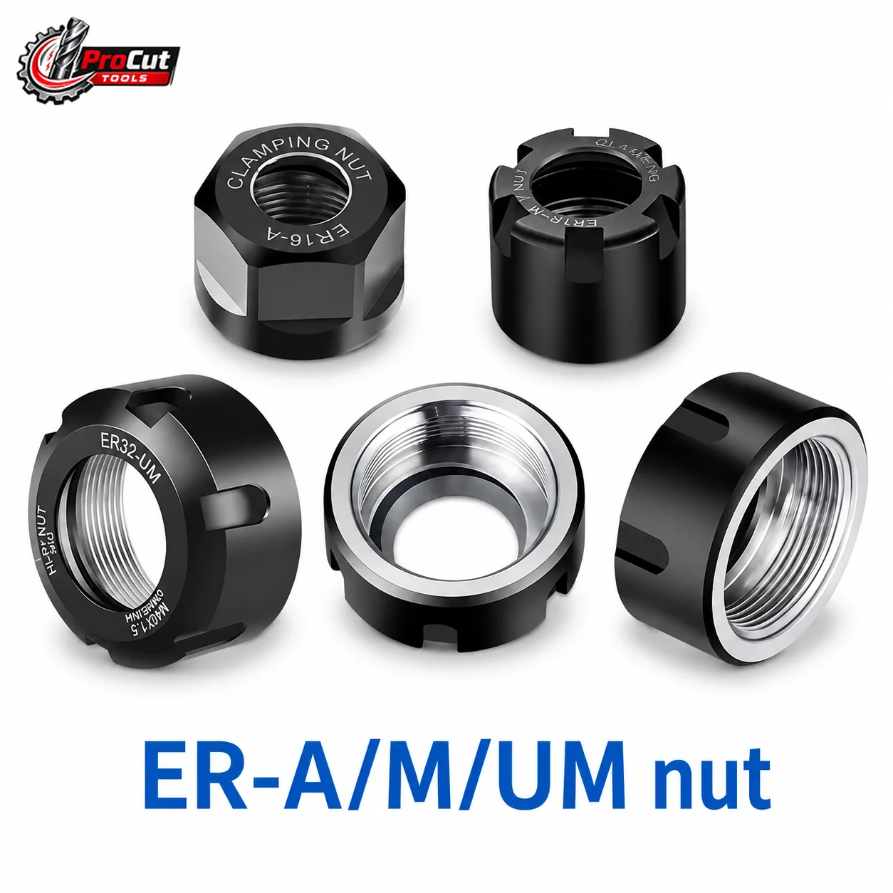 ER8A ER11A ER16A ER20A ER25A ER32A ER40UM ER Nut, ER Collet Nut for Tool Holder Extension Rod CNC Milling Lathe
