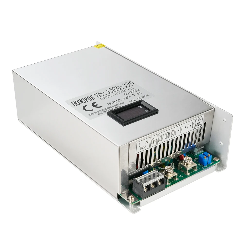 1500W 디지털 디스플레이 조절식 스위칭 전원 공급 장치 0-12V 24V 48V 60V 72V 110V 150V 200V 110/220V AC/DC 단일 출력 SMPS