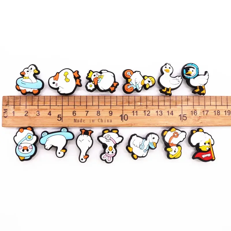 1 Pcs White Feathered Duck Shoe Charms Accessories Cute Ducks Garden Shoes Upper Decorations Slippers Clogs Pins Kids Gifts