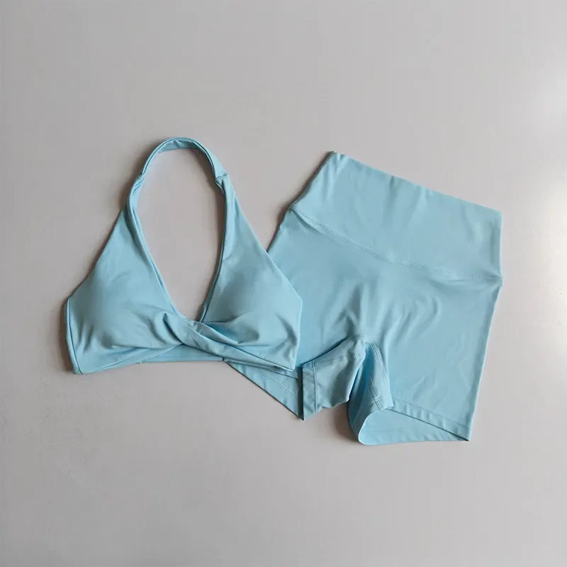 Damen-Sport-BH mit Neckholder, Push-Up, Brustfreilassend, Pilates-Top, Yoga-Bekleidung, Fitness-BH für Gym und Laufen, mit schönem Rückendesign – Detail 22