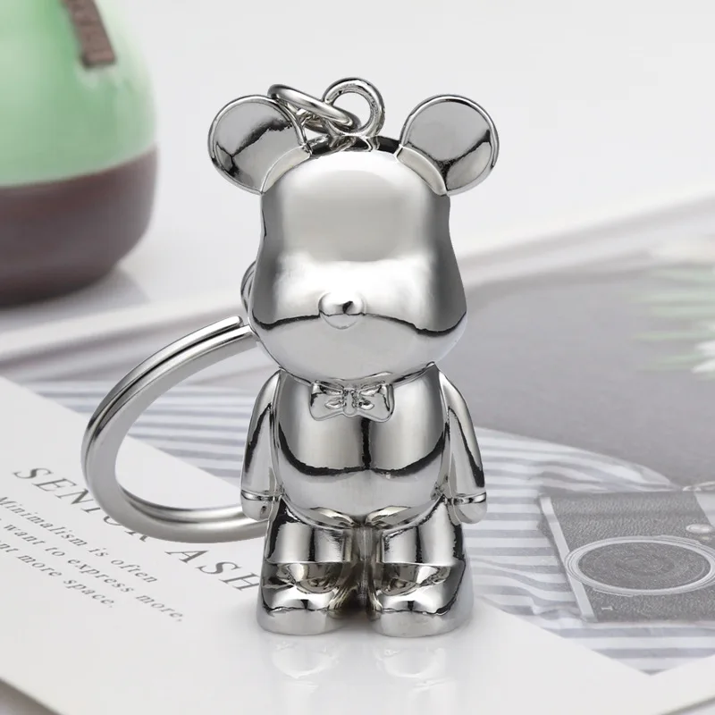 Cute Cartoon Bear Pendant Key Chains For Women Men Metal Alloy Bag Charm Car Keychain Key Ring Holder Gift