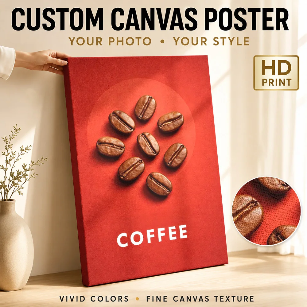 Coffee Roasted Beans - Retro Concept Canvas Painting Poster Customized Modern Aesthetic Wall Art for Living Room Bedroom Decor