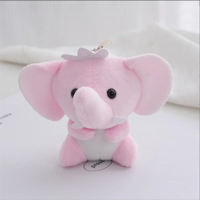 10CM New Elephant Plush Toys Holiday Gift Cute Animal Stuffed Pendant Doll For Girls&Boys Backpack Keychain 3 Color