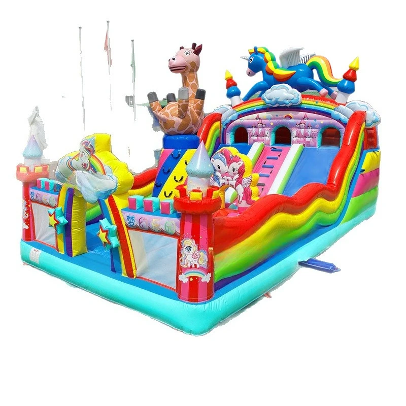 

Square stall children's outdoor inflatable trampoline manufacturer outdoor large bed naughty castle inflatable slide inflatable