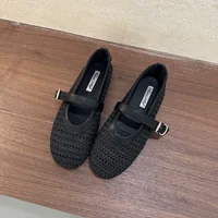 2026 Summer Breathable Hollow out Weave Women Ballet Flats Fashion Mary Janes Soft Soles Walking Loafers Casual Girls Shoes - Image 2