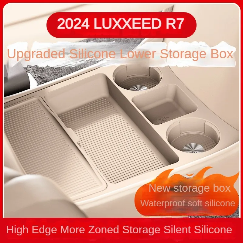 2024 For LUXXEED R7 Silicone Center Console Below Storage Box Central Control Organizer Mat Car Interior