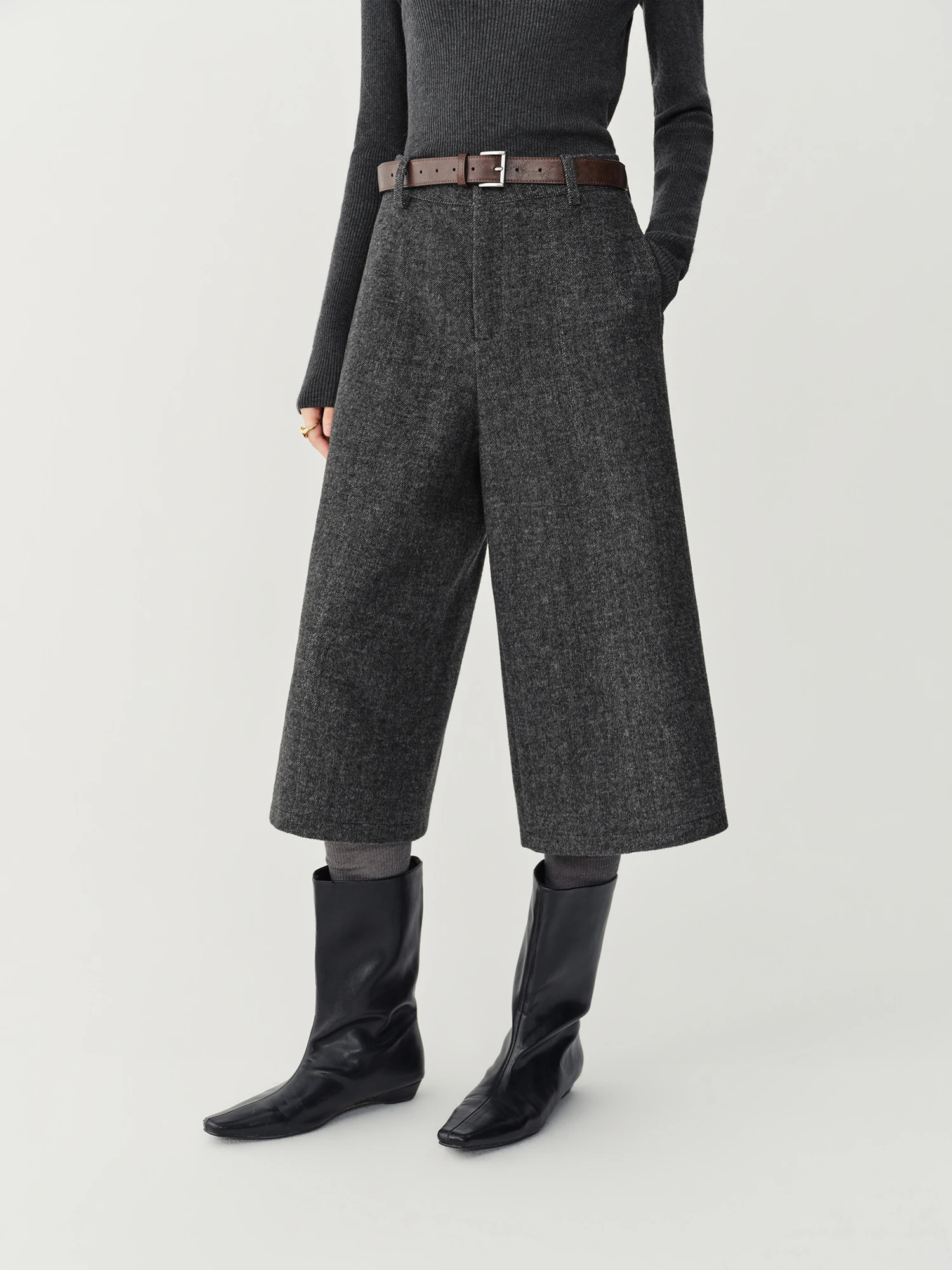 FSLE 2026 Herbst Winter Neuerscheinung Damen Shorts Mittlere Taille Gerade Weites Bein Cropped Hosen Elegante Lässige Lose Hosen für den Alltag – Detail 4