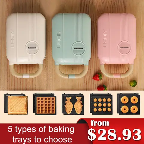Mini Sandwich Maker Breakfast Machine Multi Cooker Electric Toaster Oven Hot Plate Bread Pancake Waffle Donut Maker for Kitchen