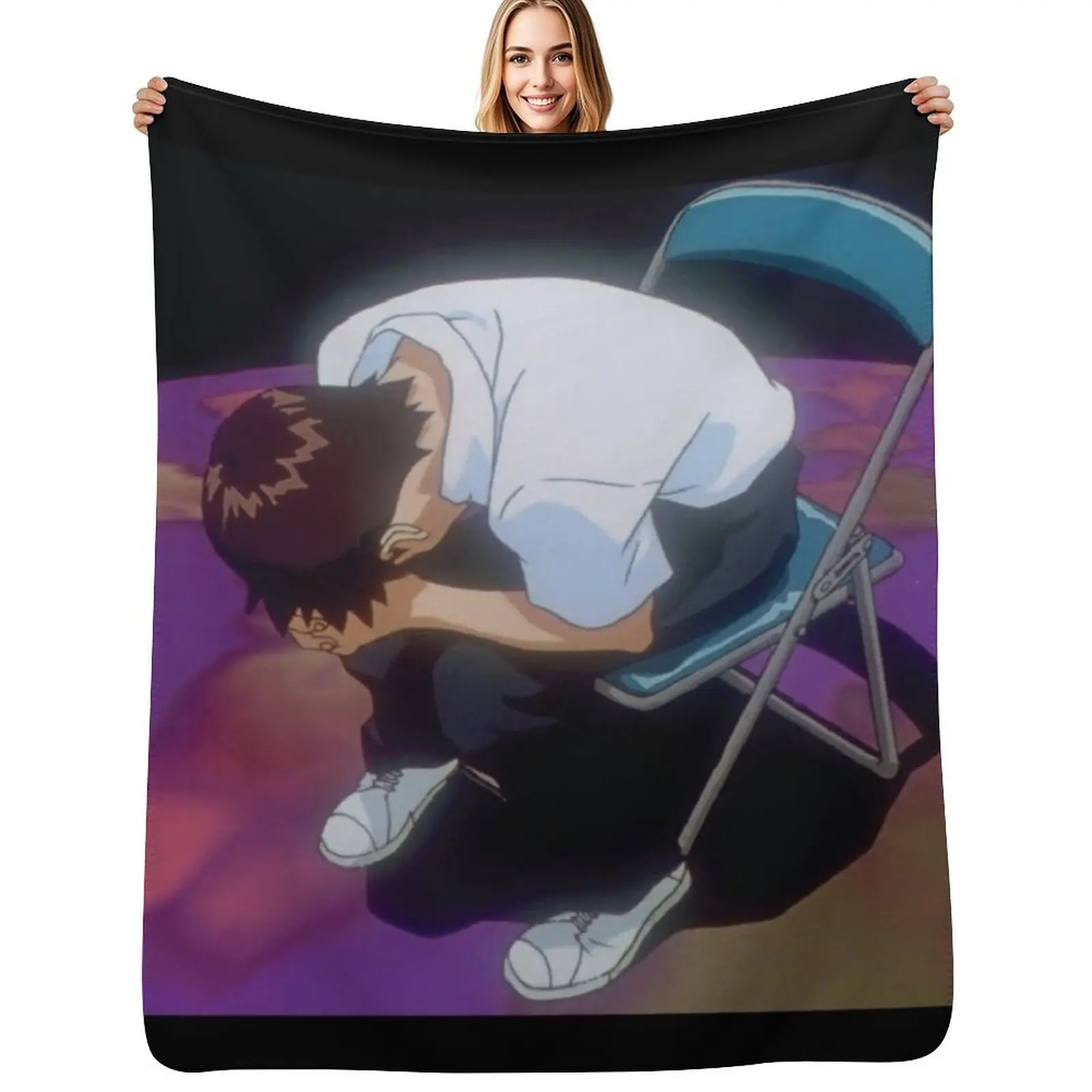 

Shinji Crying Throw Blanket Hair Luxury Brand warm winter Bed covers Blankets