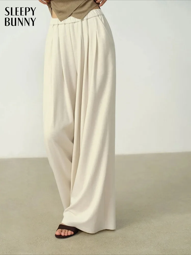 

Elegant Loose Wide Leg Pants High Waist Casual Trousers Women Summer Relaxed Draped Straight Long Pants Flowing Silhouette Fit