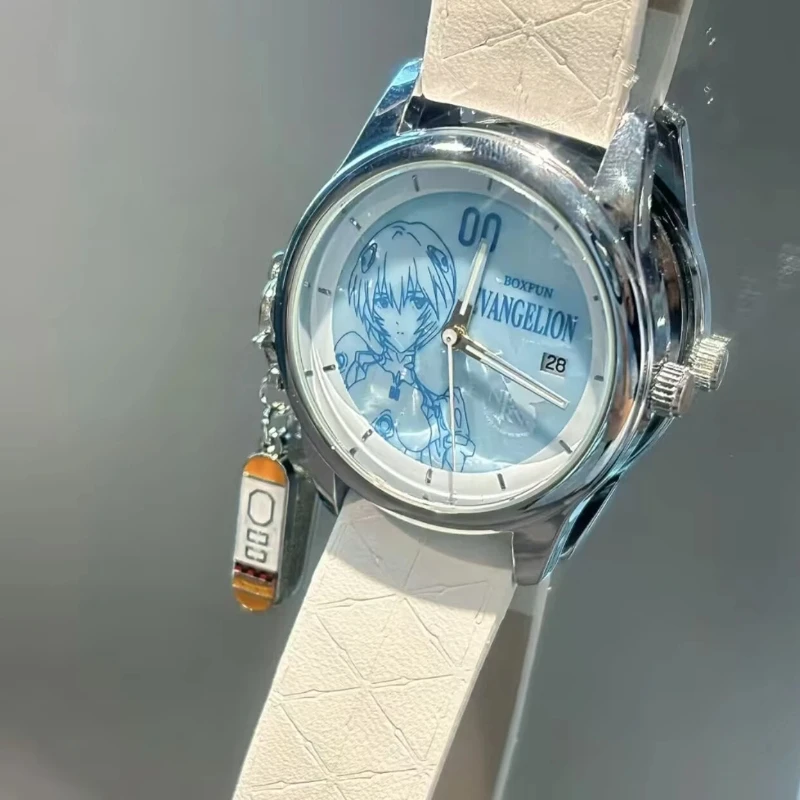 Reloj Bandai en colaboración con Neon Genesis Evangelion, correa de cuero con tema de Shinji, indicador de fecha, temporizador, caja sorpresa del proyecto de completación del proyecto.