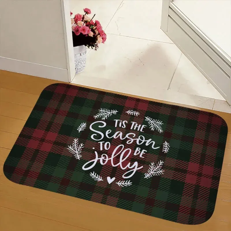 Alfombrilla navideña con patrón de alce y muñeco de nieve para dormitorio, sala de estar, puerta de entrada, decoración del Hogar, baño, dit