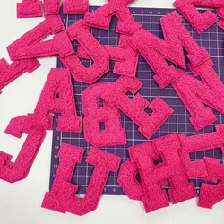 Dark Pink Letter Towel Embroidery Iron On Patch Applique For Clothing Bags T-shirt Diy Name Badge Repair Patches Accessories