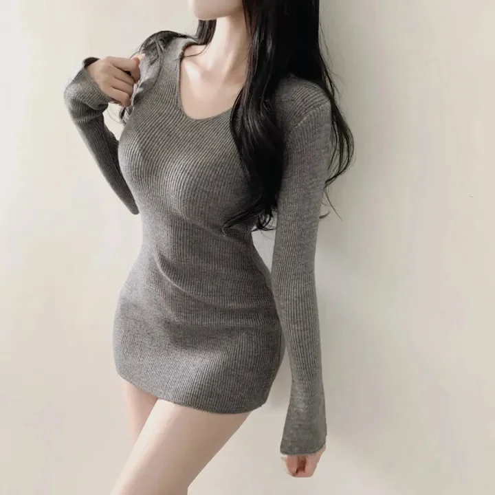 

Женская трикотажная юбка Dr Chic V-ne Long Sve Bodycon ort, облегающая модная корейская осенняя новинка, сексуальная пикантная юбка