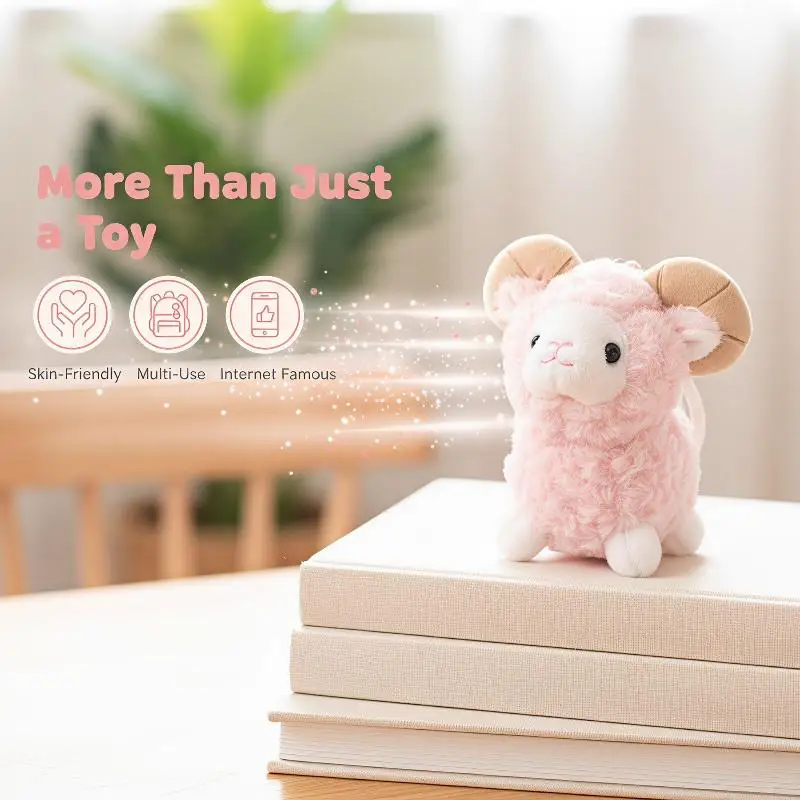 Stuffed Animals Cute Cartoon Plush Sheep Keychain Pompom Trinket Toy Girl Bag Car Pendant Jewelry Gift
