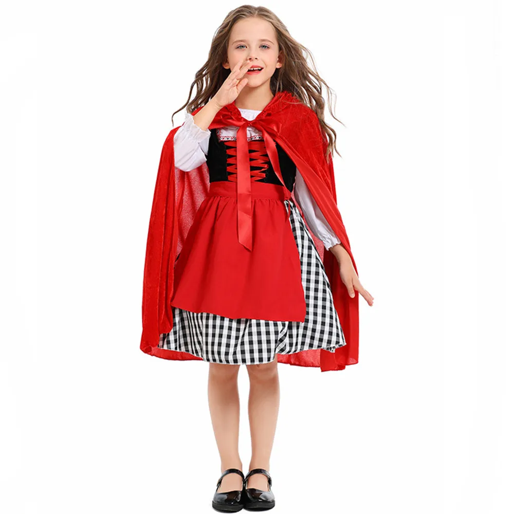 Costumes d'Halloween du Petit Chaperon Rouge pour Fille, Robe de ixpour Enfants, Dégradé, Cosplay, Carnaval, Pourim, Noël