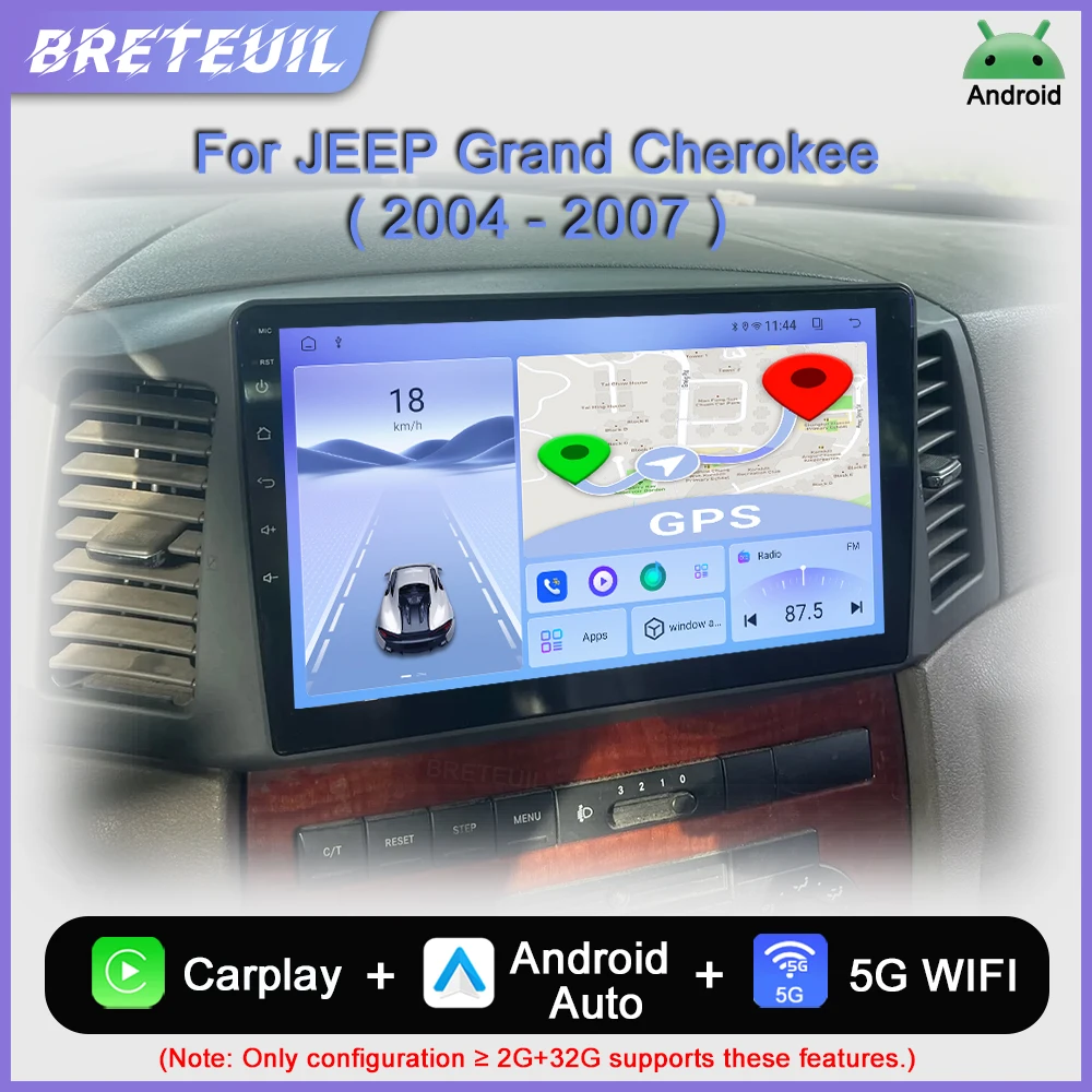 Para JEEP Grand Cherokee 2004 2005 2006 2007 Android Car Radio Multimedia Video Player Navegación GPS Carplay Pantalla táctil Auto Estéreo Sistemas inteligentes