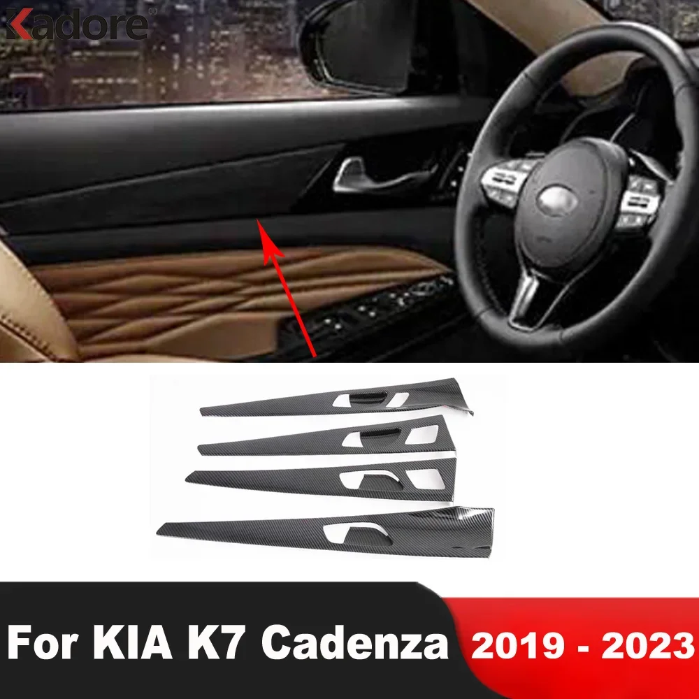 For KIA K7 Cadenza 2019 2020 2021 2022 2023 Carbon Fiber Car Inside Inner Door Handle Bowl Cover Trim Interior Accessories