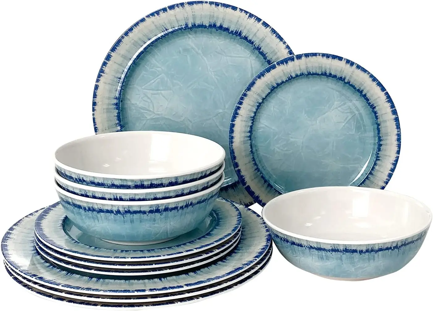 

Melamine Dinnerware Set of 12 Pcs Dinner Dishes Set for Indoor and Outdoor Use, Dishwasher Safe, Lightweight Unbreakable, BPA Fr