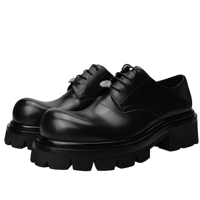 

Derby Shoes for Men's Dress Shoes Calf Leather Hand Sewn Thick Platform Shoe Breathable Comfortable Fashion Trendy Leather Shoes