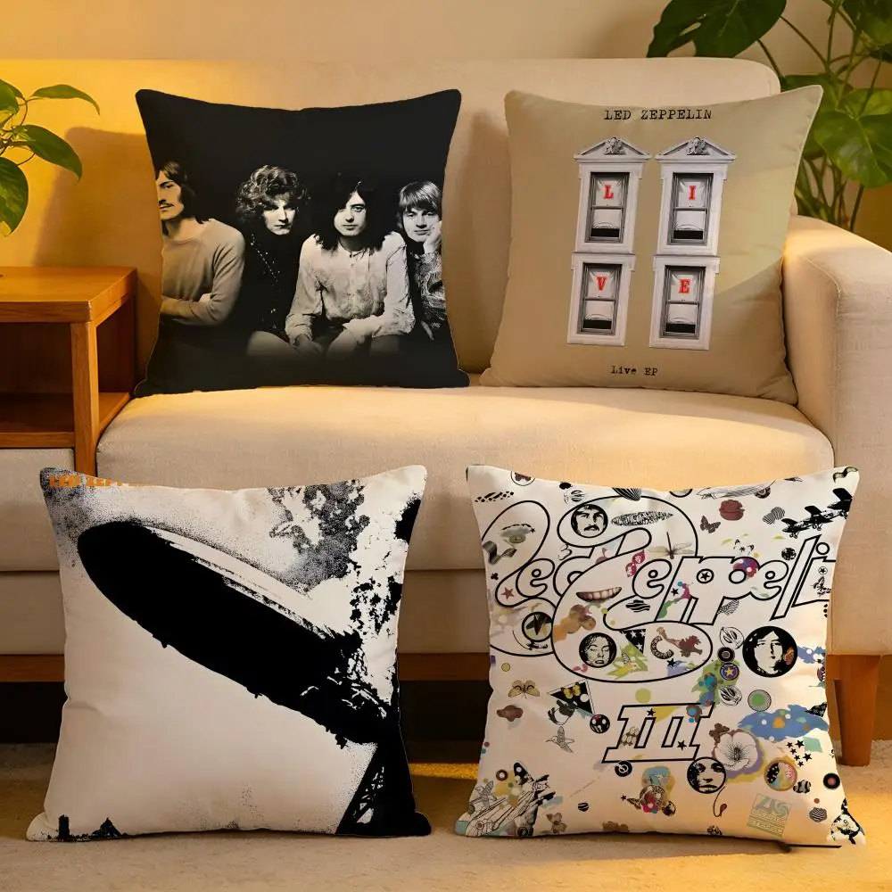 Capa de almofada de linho, capa decorativa macia e amigável à pele para sofá, decoração de casa, capa de almofada band l-led z-zeppeppelin