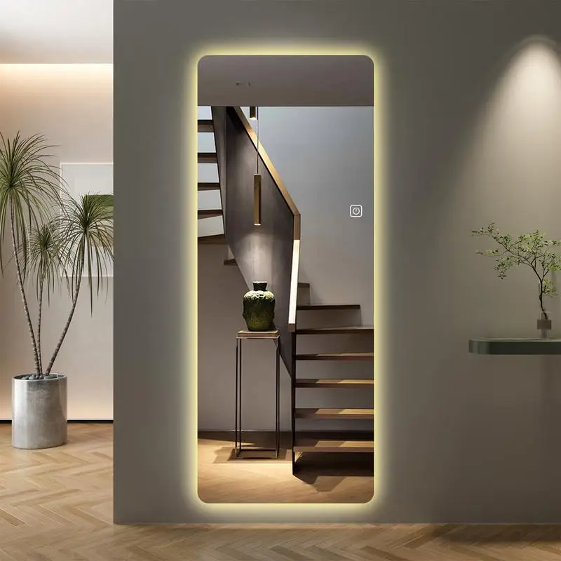 

65"x21" Full-Length Mirror with Lights, Wall-Mounted, Dimmable, 3-Color Lighting for Bedrooms
