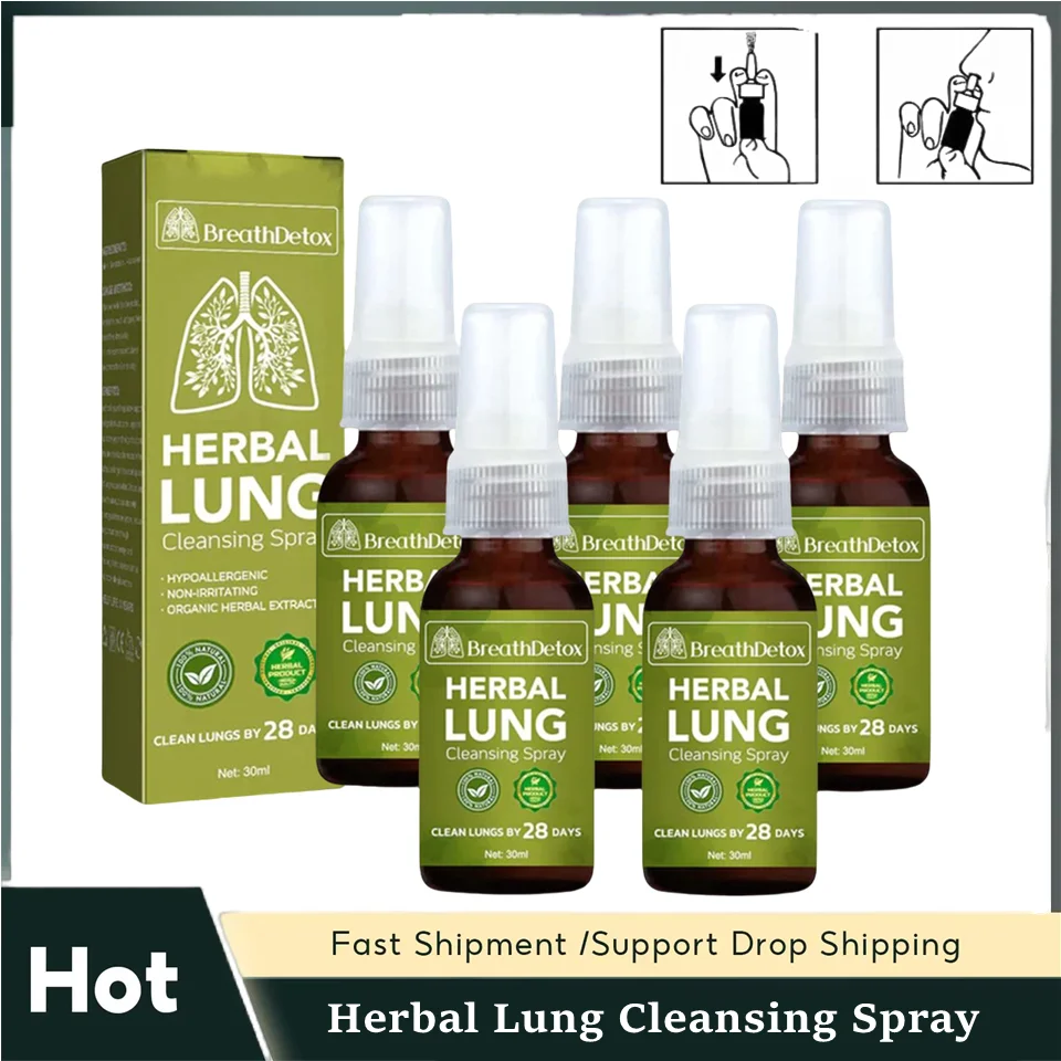 

Herbal Lung Cleansing Spray Breath Detox Herbal Lung Cleanse Spray, Herbal Lung Cleanse Mist - Powerful Lung Support 5Pcs