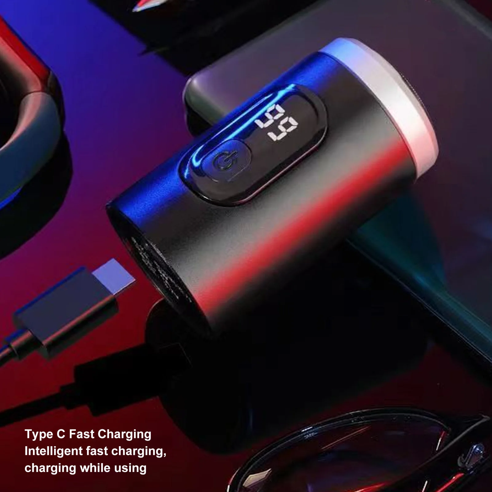 Peluquin de barba Digital IP7X, resistente al agua, batería de 500mAh, fácil de limpiar, recortador de barba eléctrico recargable por USB, 65000RPM para ducha