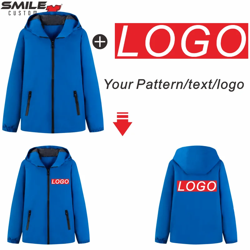 Casual Trench Coat Custom Print Logo Men And Women Outdoor Windbreaker Jacket Embroidery Pattern Company Clothing Brand Design