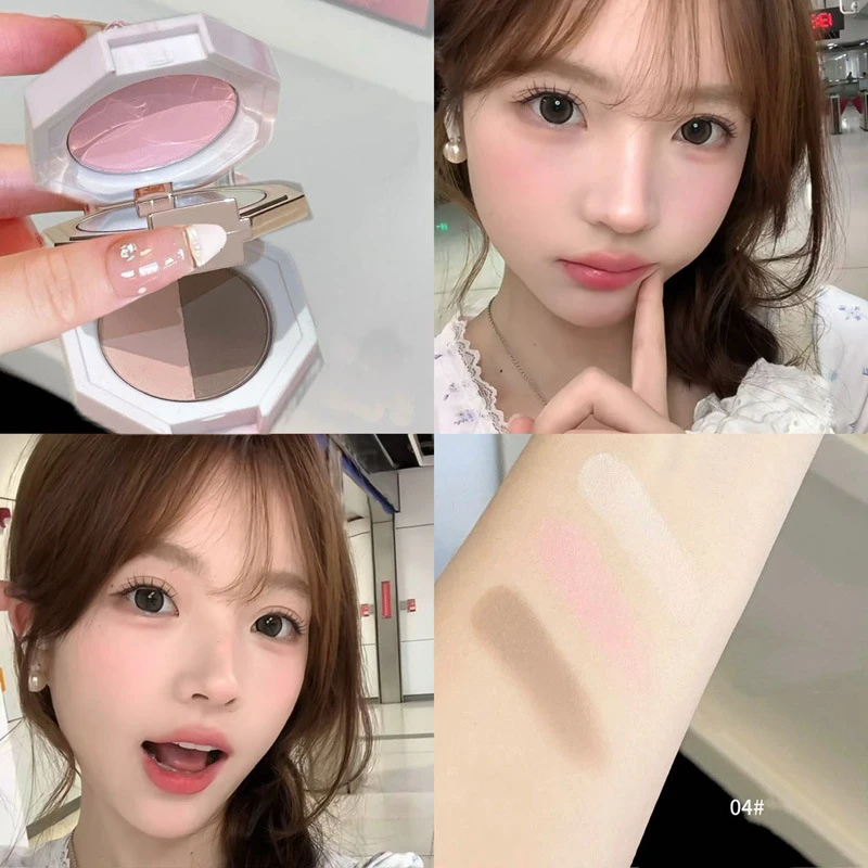 

Высококачественная палетка для лица HERORANGE Pink Jade Cloud Mist, многофункциональная, матовая, трехцветная палетка теней для век.