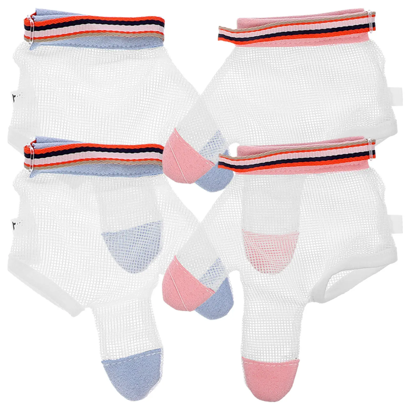 

2 пары дышащих перчаток для малышей от сосания пальцев, полностью сетчатые, изысканное исполнение, для предотвращения прикусывания пальцев у малышей