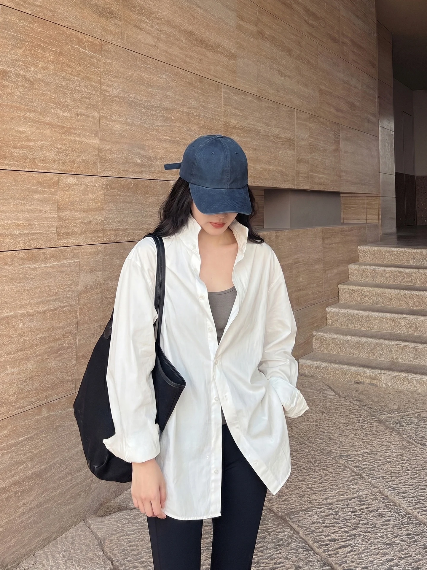 

COCOZONE Loose Fit Cotton Shirt Long Sleeve Single Button Stand Collar Breathable Casual Style Women's Spring Summer Shirt