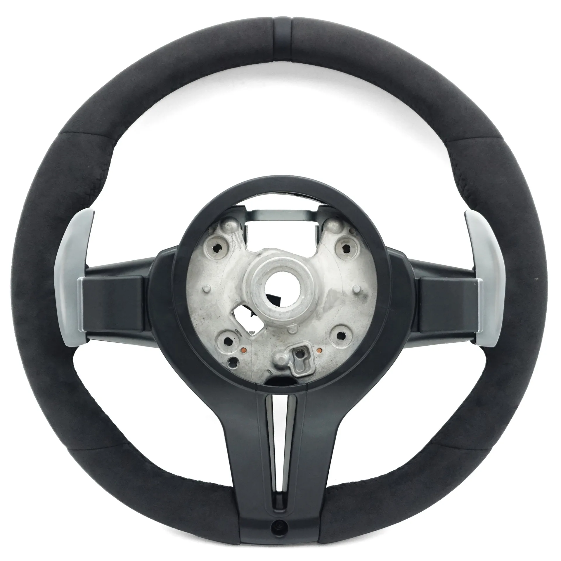 Suitable for BMW thong full-fleece carbon fiber lower cover, black line, black leather, positive steering wheel