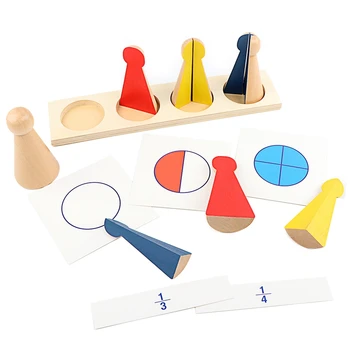 Bébé Montessori matériel bois jouet Fraction quilles plateau de Fractions avec carte petite taille préscolaire aides pédagogiques jouet d'apprentissage
