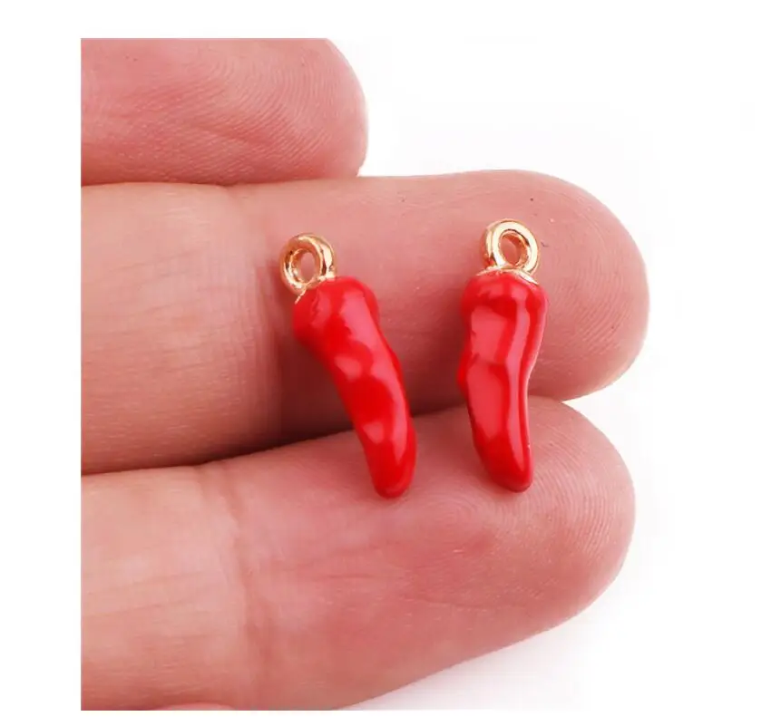 60 unidades/lote de colgantes de chile rojo picante, compatibles con medallones magnéticos flotantes de cristal, para la fabricación de pulseras y collares