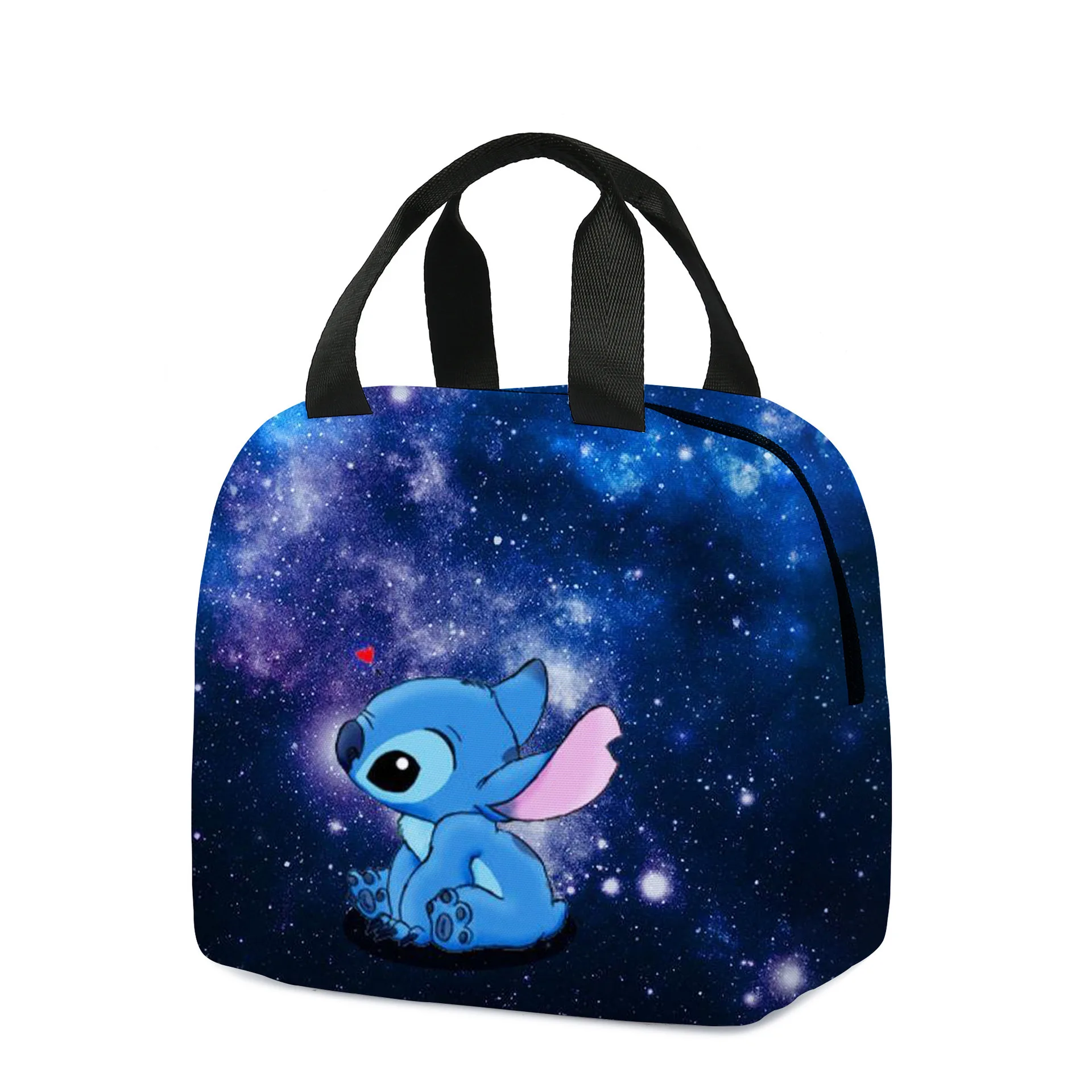 Genuine Disney Stitch Student Handheld Bento Bag Kawaii Stitch Insulation Bag Outdoor Double Layer Lunch Box Insulation Cold Bag