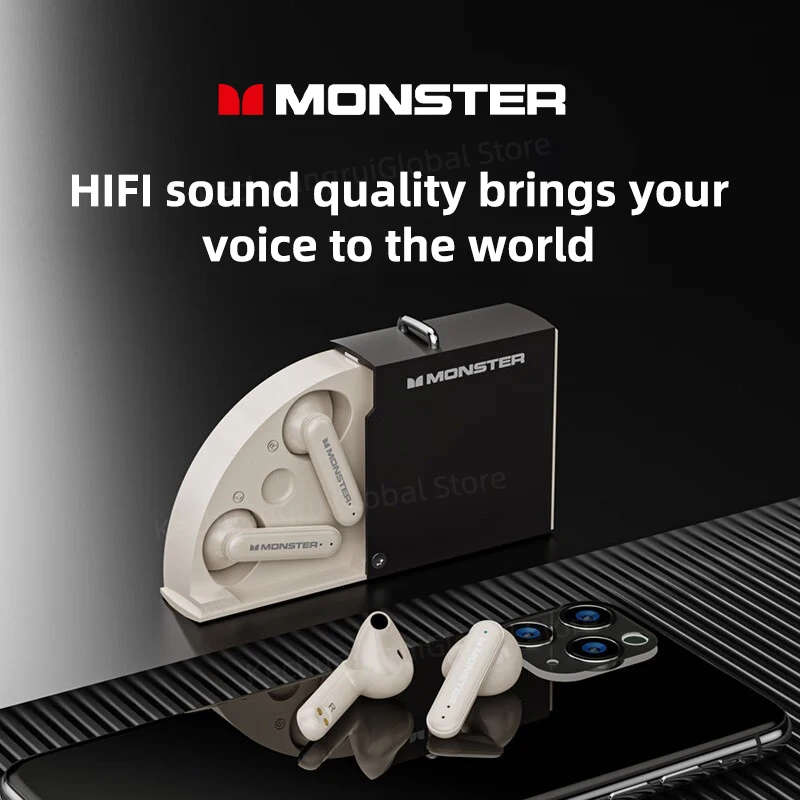 Monster-XKT17 سماعات بلوتوث لاسلكية مع هيئة التصنيع العسكري ، سماعات الأصلي ، لعبة سماعة ، TWS ، الحد من الضوضاء ، سماعات الرياضة ، جديد ، 5.3