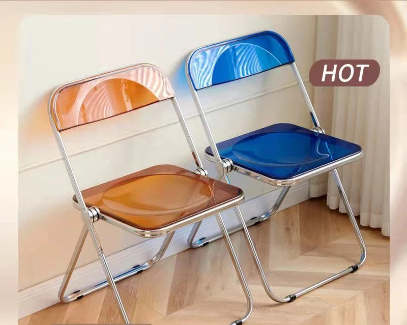 Transparent Folding Chair Fashion Acrylic Photo Clothing Store Makeup Chair Dessert Shop Stool Chair Home Furniture Muebles