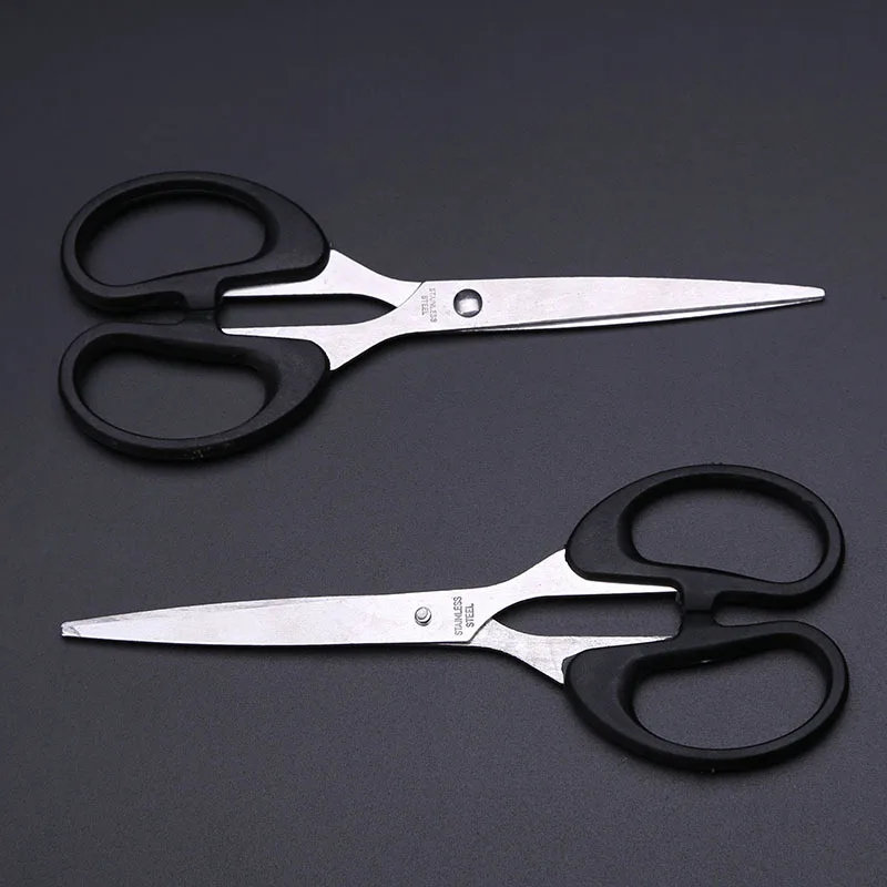 1p High-Grade Black Scissors Office Manual Paper-Cutting Student Manual Model Essential Stainless Steel Office School Supplies