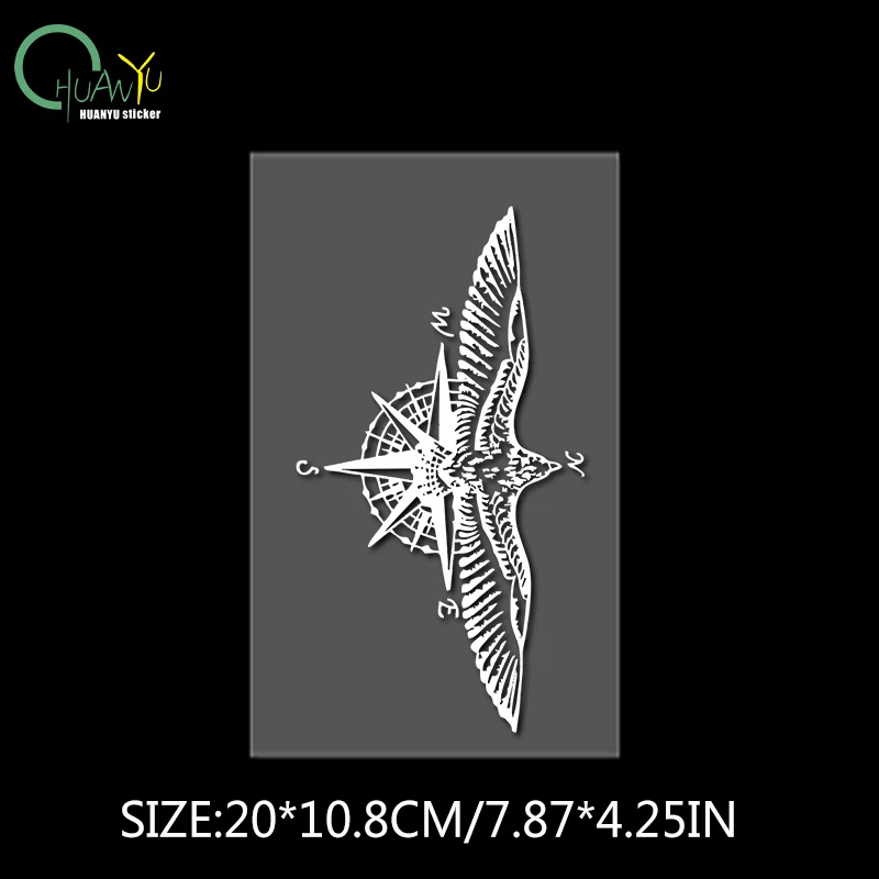 Eagle & Compass Waterproof Vinyl Sticker, UV Resistant Scratch Cover Decal for Car Body Decor