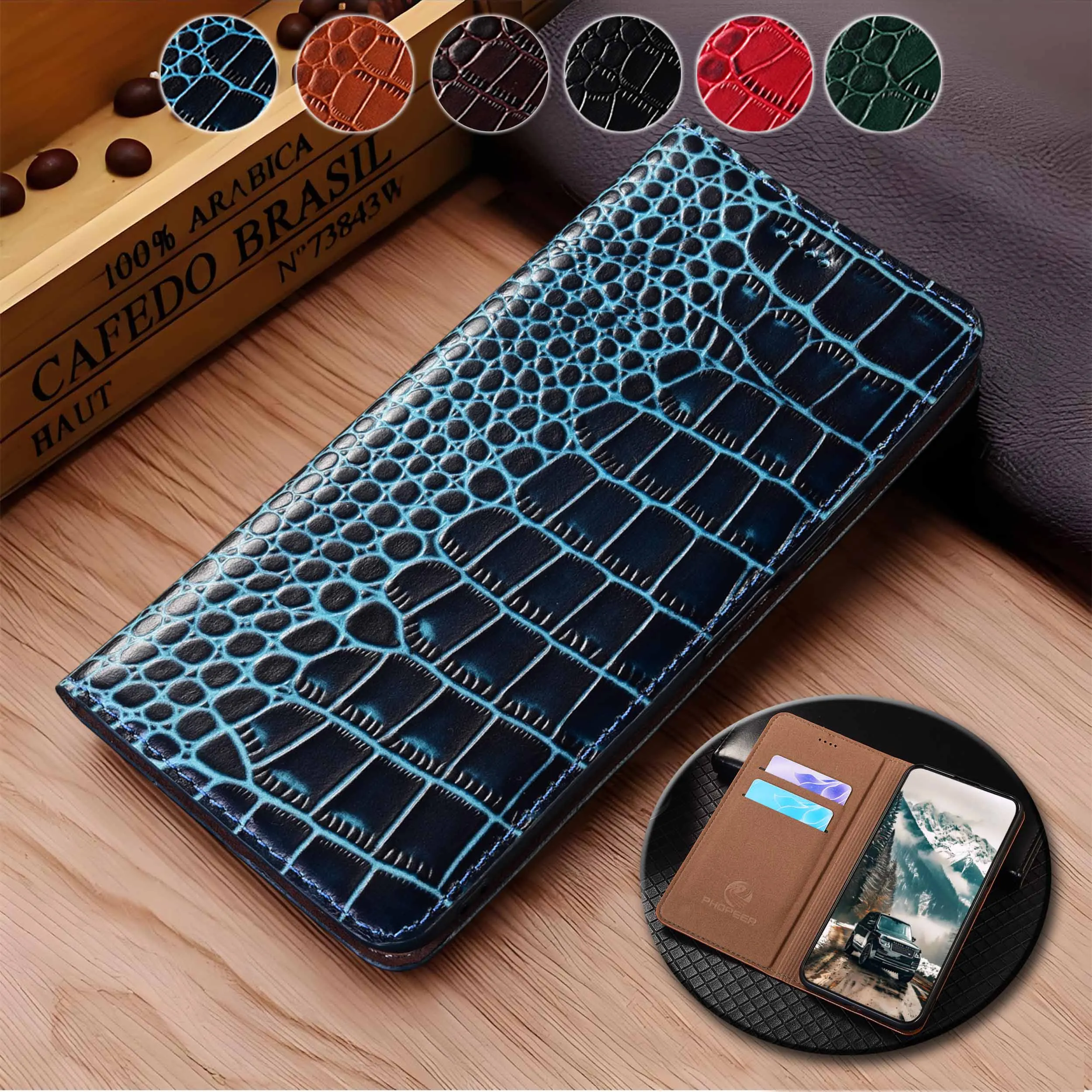 

For Xiaomi Poco F1 F2 F3 F4 F5 F6 F7 5G Pro GT Ultra Crocodile Pattern Of Genuine Leather Flip Phone Cover Case Cowhide Non-Slip
