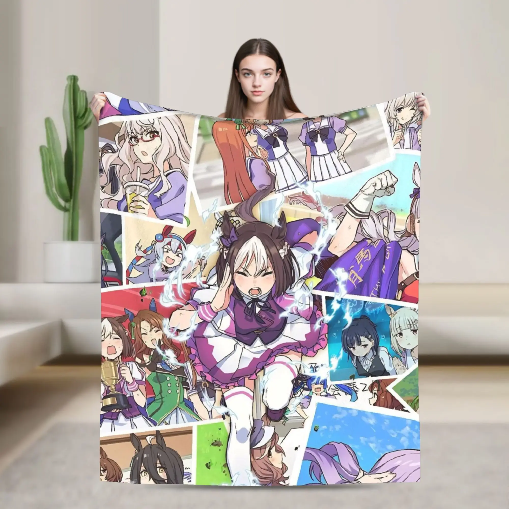 Uma Musume Pretty Derby Blanket Animals Anime Flannel Throw Blanket Summer Air Conditioning Decoration Soft Warm Bedspread