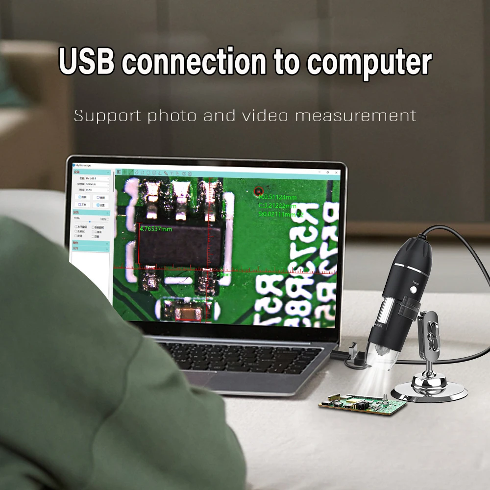 1600X 3in 1 Digital Microscope Camera with 8LEDs Portable Electronic Microscope For Soldering Cell Phone Repair LED Magnifier
